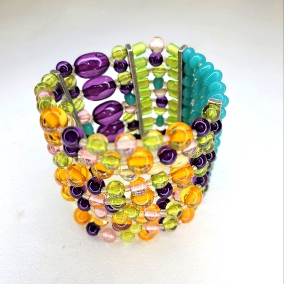 Vintage Jewelry - Rainbow Gemstone 10-Layer Bangles (Elastic)